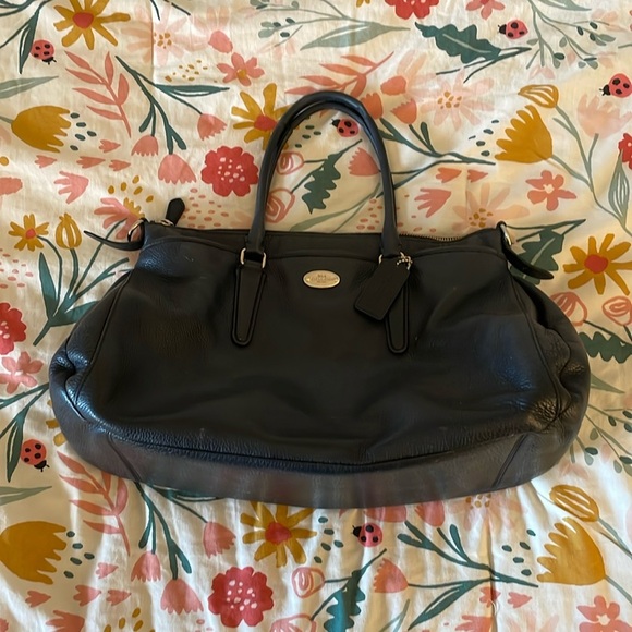 Coach Satchel/ Black / Leather-Gold - Picture 1 of 6